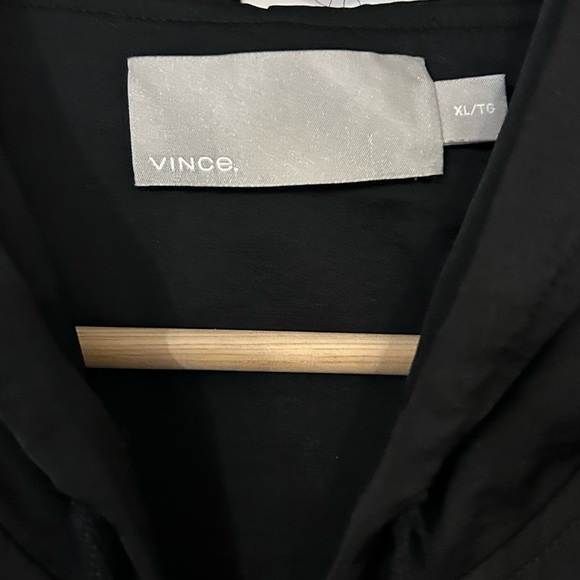 Vince Black Satin Cotton Merino Wool Trim Zip Up Hoodie Jacket - Picture 5 of 8